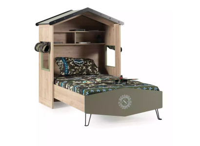 Design Cornice letto Letto Legno Verde Ragazzi Mobili per bambini Letto per bambini Moderno