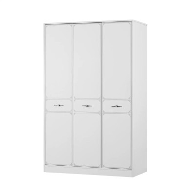 Armadio in legno di lusso Armadio ad ante Armadio Arredamento in legno Bianco 3 ante Design.