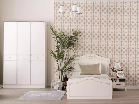 Armadio in legno di lusso Armadio ad ante Armadio Arredamento in legno Bianco 3 ante Design.