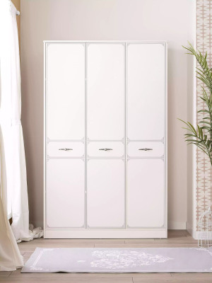 Armadio in legno di lusso Armadio ad ante Armadio Arredamento in legno Bianco 3 ante Design.