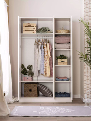 Armadio in legno di lusso Armadio ad ante Armadio Arredamento in legno Bianco 3 ante Design.