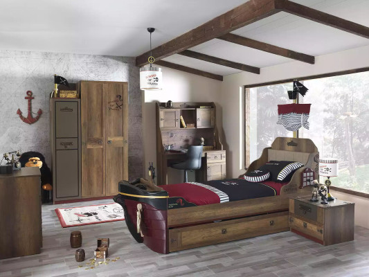 Pirata armadio in legno lusso guardaroba armadio armadio bambini legno marrone 3 porte