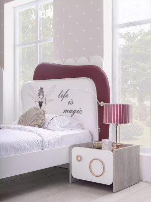 Letto per bambini bianco Letto per bambini in legno Comodino Set di mobili Set 2 pezzi