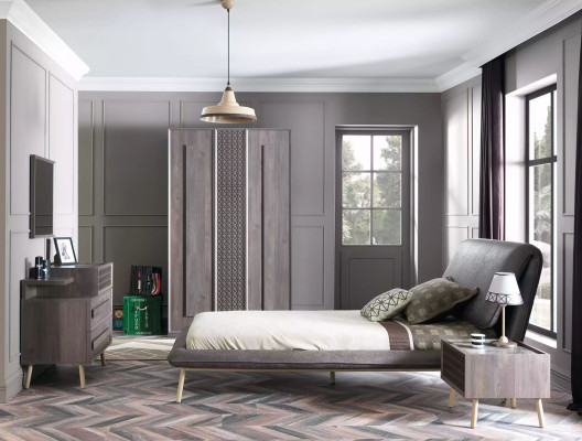 Armadio in legno di lusso a tre ante grigio design