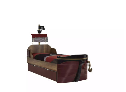 Letto funzionale pirata Letti Letto per bambini Letto in legno Letto per giovani Marrone Pirati
