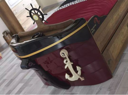 Letto funzionale pirata Letti Letto per bambini Letto in legno Letto per giovani Marrone Pirati