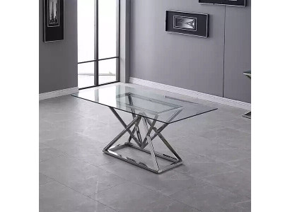 Designer sala da pranzo Tavolo da pranzo in vetro moderno Tavoli in acciaio inox Telaio in acciaio inox