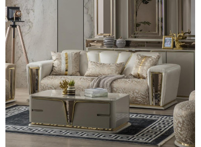 Tavolino moderno Soggiorno Mobili in acciaio inossidabile Mobili in legno Design Beige