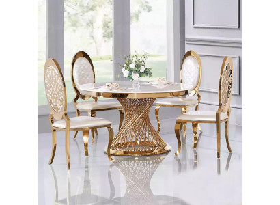 Designer Tavolo Rotondo in Oro Acciaio Inossidabile Mobili da Sala da Pranzo di Stile