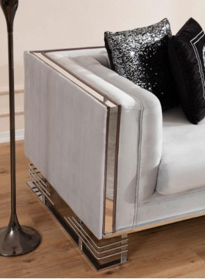 Divani bianchi e neri Set di lusso per il soggiorno con divano a tre posti e poltrona (4 pezzi)