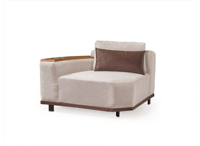 Divano ad angolo bianco per soggiorno di design, a forma di L, imbottito, con struttura in legno.