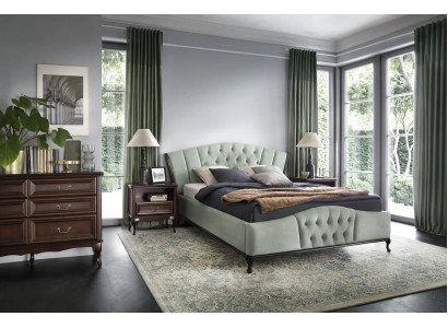 Letto Camera da letto Set Chesterfield Letti di lusso Mobili 2x Comodino 3 pezzi