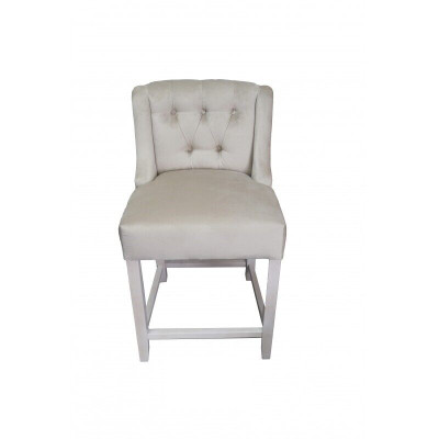 Sgabello da bar Chesterfield grigio chiaro, poltrona design di lusso, monoposto.