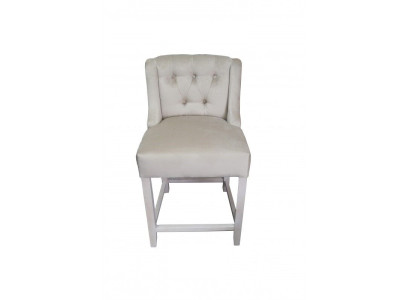 Sgabello da bar Chesterfield grigio chiaro, poltrona design di lusso, monoposto.