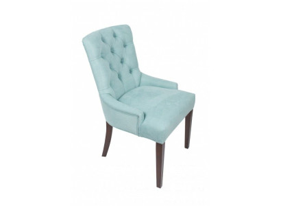 Classica poltrona Chesterfield blu in tessuto poltrona imbottita.