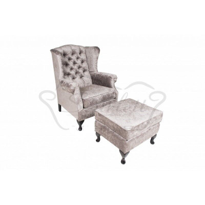 Sgabello Beige Design di Lusso Sgabello Imbottito Seduta Tessile Relax Divano Complemento