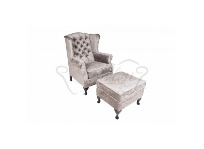 Sgabello Beige Design di Lusso Sgabello Imbottito Seduta Tessile Relax Divano Complemento