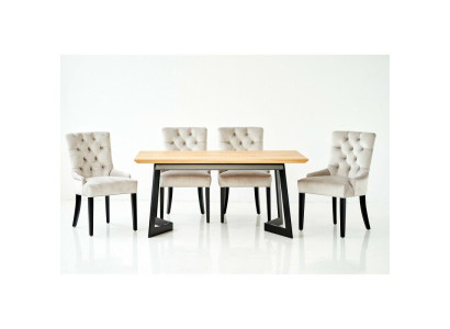 Design tavolo da pranzo + 4 poltrone Chesterfield gruppo di sedute.