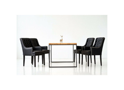 Tavolo da pranzo + 4 sedie Chesterfield di lusso Gruppo da pranzo di lusso 5 pz. Set  Tavolo da pranzo + 4 sedie Chesterfield di lusso Set da pranzo di lusso 5 pz.