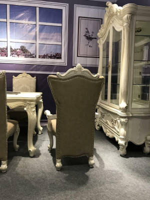 Sedia Trono Poltrona Legno Set Sala da Pranzo Designer Stile Antico Rococò Barocco