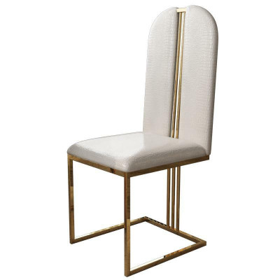 Sedia in acciaio inossidabile Sala da pranzo Sedia in pelle Sedia in acciaio inox Design in oro
