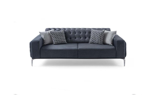 Chesterfield Gruppo salotto grigio divani soggiorno divano a tre posti + poltrona