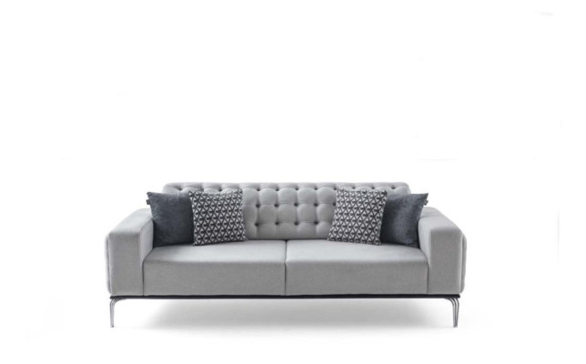 Chesterfield Gruppo salotto grigio divani soggiorno divano a tre posti + poltrona