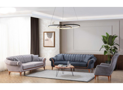 Set da salotto blu-grigio Moderno set di divani 3+3+1 poltrona da 1 posto Nuovo