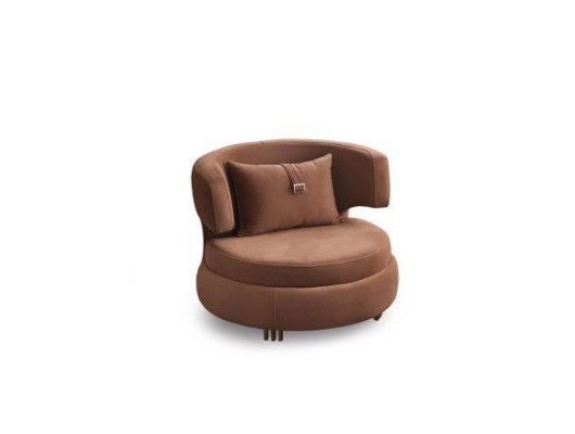 Poltrona di lusso soggiorno imbottita in tessuto marrone, seduta moderna e design nuovo.