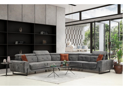 Grigio divano ad angolo design per soggiorno divano L-Forme imbottito di lusso mobili moderni