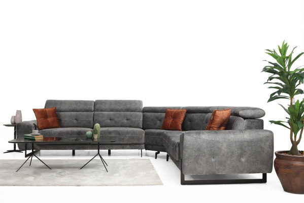 Grigio divano ad angolo design per soggiorno divano L-Forme imbottito di lusso mobili moderni