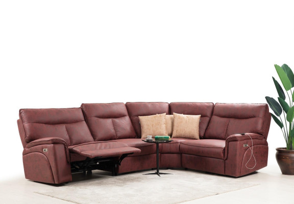 Divano ad angolo di lusso rosso Divano a L moderno in tessuto design per soggiorno.