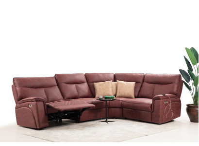 Divano ad angolo di lusso rosso Divano a L moderno in tessuto design per soggiorno.