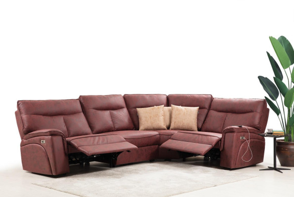 Divano ad angolo di lusso rosso Divano a L moderno in tessuto design per soggiorno.