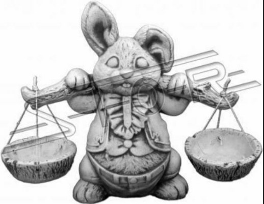 Decorazione del giardino con statua di coniglio in pietra per la terrazza.