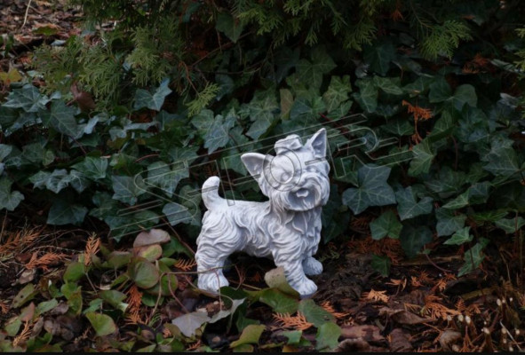 Giardino decorazione cane bianco terrazza pietra figure decorative statua figura