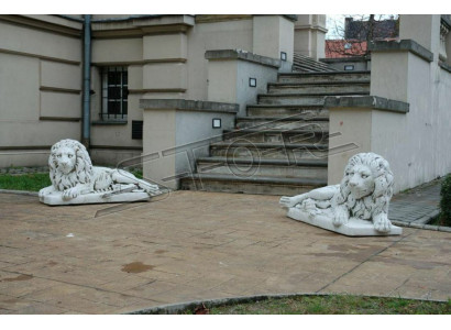 Leone sdraiato statua figura decorativa da giardino terrazza scultura antica