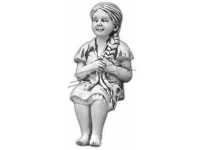 Bambina seduta statua di figure scultoree decorative da giardino.