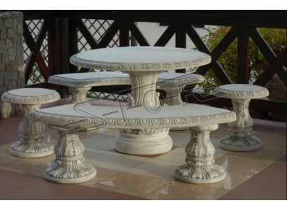 Tavolo in pietra per terrazza giardino, arredamento mobili decorazione stile design antico elegante.
