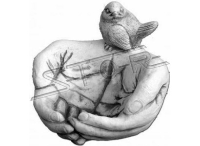 Statua di design per l'abbellimento del giardino con statuette e statue per uccelli abbeveratoio.