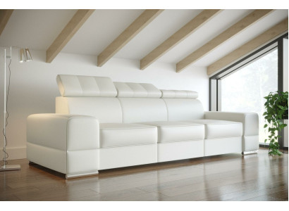 Design divani xxl Sofa 4 posti in pelle bianca, divano di lusso a quattro posti.