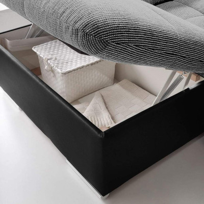Divano ad angolo in tessuto a forma di U con funzione letto, design del divano in tessamani da letto in tessuto pelle ad angolo.