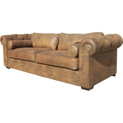 Chesterfield Set divano 3+2, set di rivestimenti in pelle per divani nuovo.