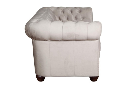 Chesterfield Set divano sofà 321+ pouf seduta imbottita tessuto.