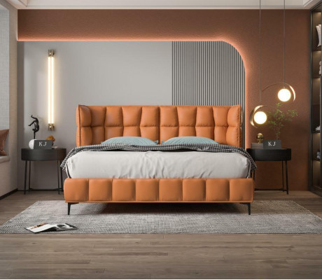 Letto imbottito design lusso Letti matrimoniali 180x200cm in pelle doppio.