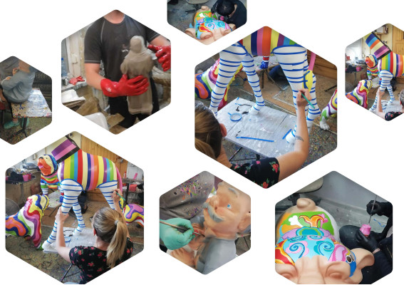 Astratta decorazione fai-da-te di pesce cane a mano per la decorazione della casa - sculture, statue, figure