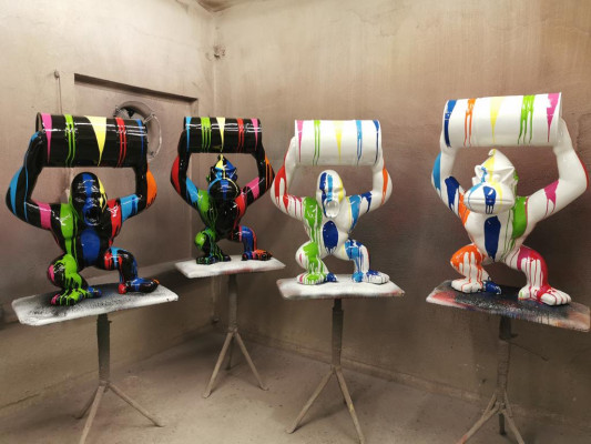 Designer statua di figura Statue Moderne Statuen Dekoration Deko Gorilla Giardino Nuovo