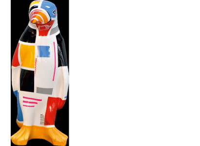 Pinguino statua scultura figura designer XXL, lavorata a mano e dipinta.