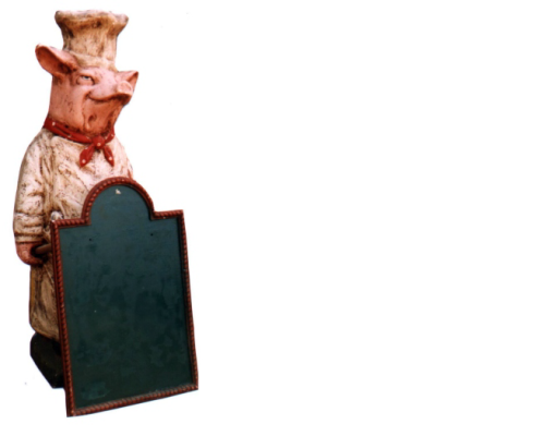 Ristorante Pannello Statua Bistecca Statua Scultura Figure Sculture Gastro