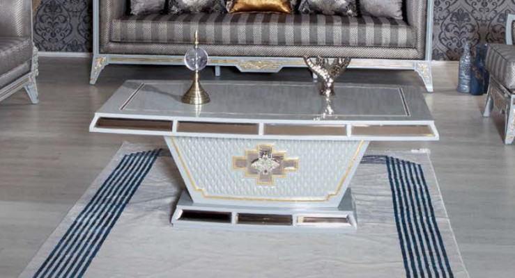 Set di divani classici in stile reale - Set di divani mobili Tavolo da caffè 4 pezzi